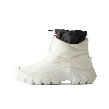 HUNTER Warm Slip Resistant Short Snow Boots Women's Pearl White