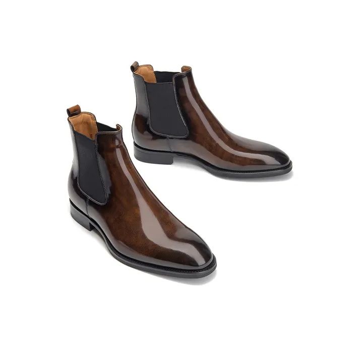 Beau Today Cow Leather Short Chelsea Boots 2.8cm Men's-2