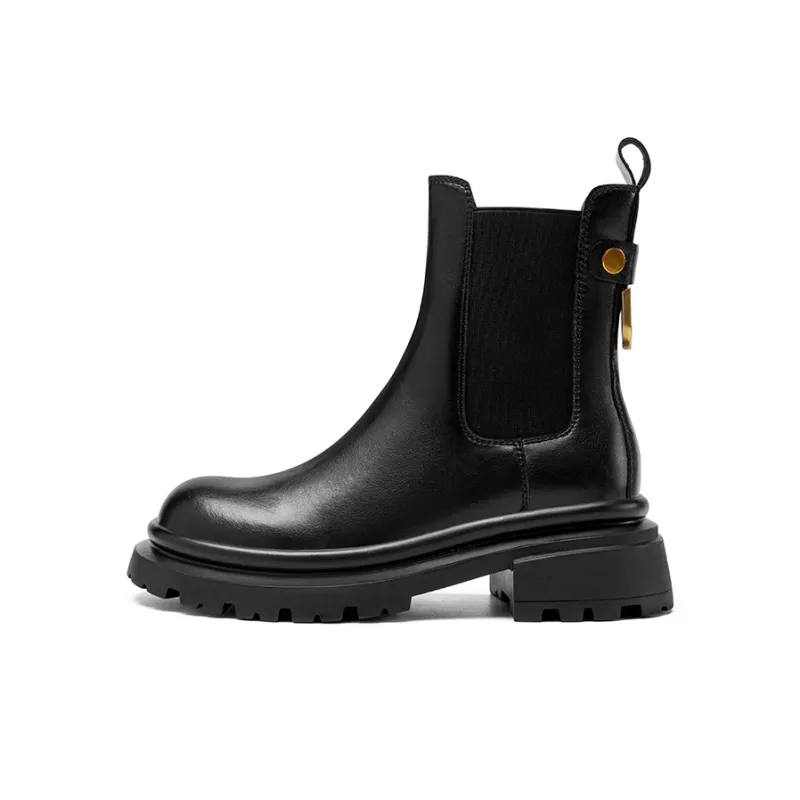 ZHR Short Chelsea Boots Medium Heel Women's Black-2