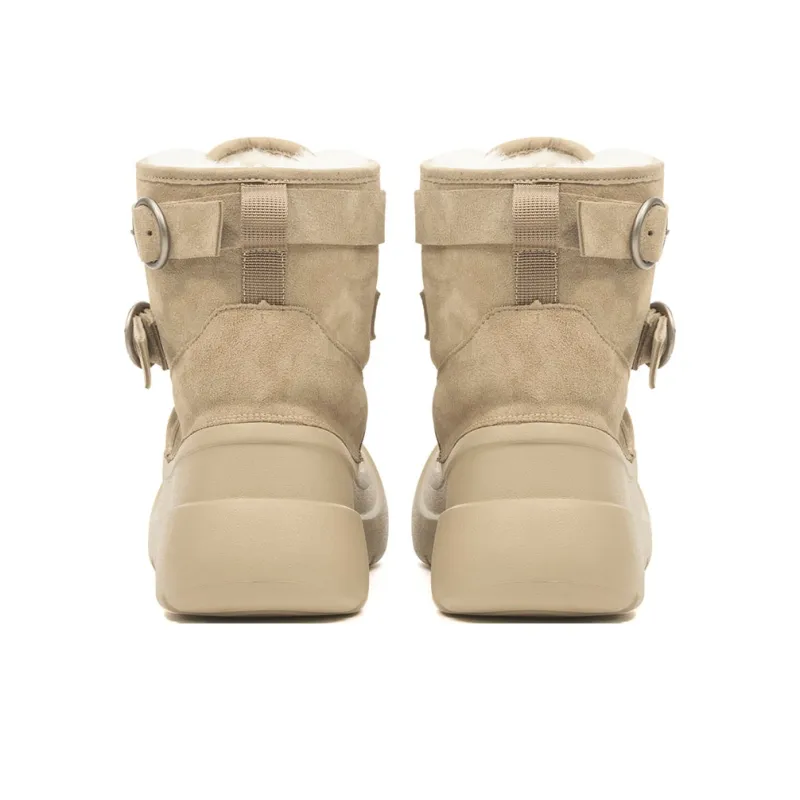 Ouder Snower Open Ended Smiley Collection Warm And Wear Resistant Crew Snow Boots Women's Khaki-4