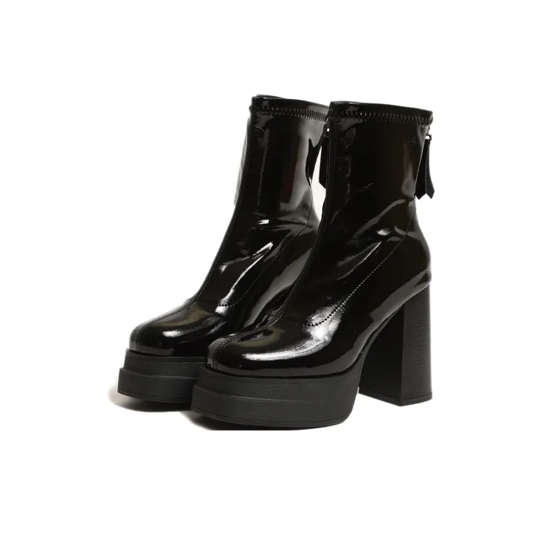 NUNZ Ankle Boots Women's Black Glossy/Black Matte/White-2
