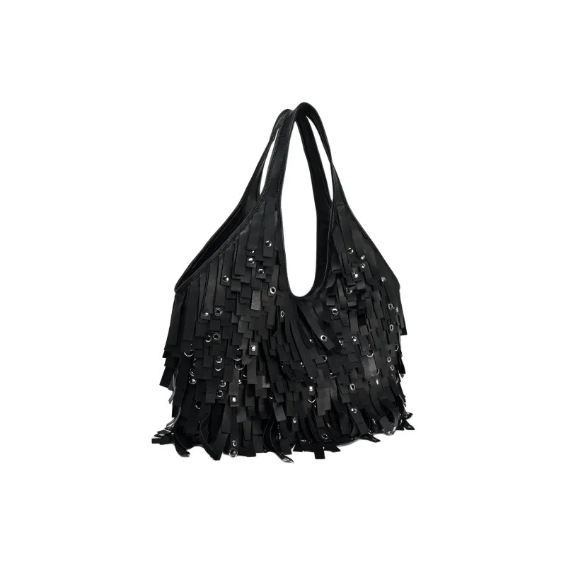 ZARA Sheepskin Tote Bag Shopping Bag Handbag Shoulder Bag Large Size Women's Black-1