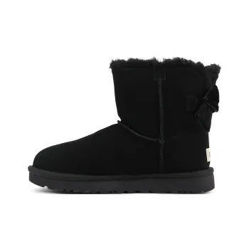 UGG Mini Bailey Bow Velvet Ribbon 2.0 Fleece Lined Black Women's