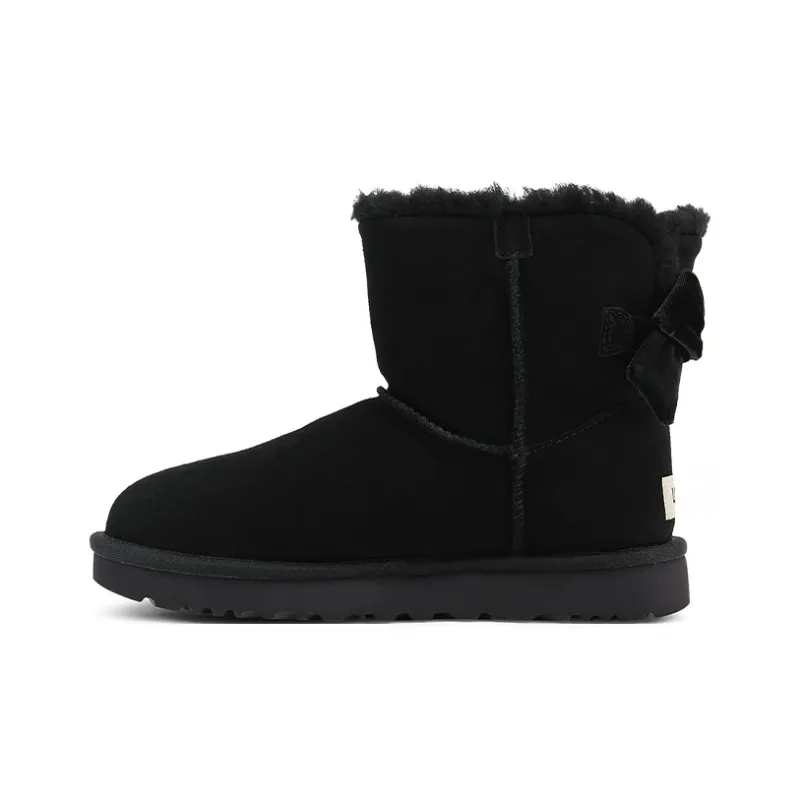 UGG Mini Bailey Bow Velvet Ribbon 2.0 Fleece Lined Black Women's-0