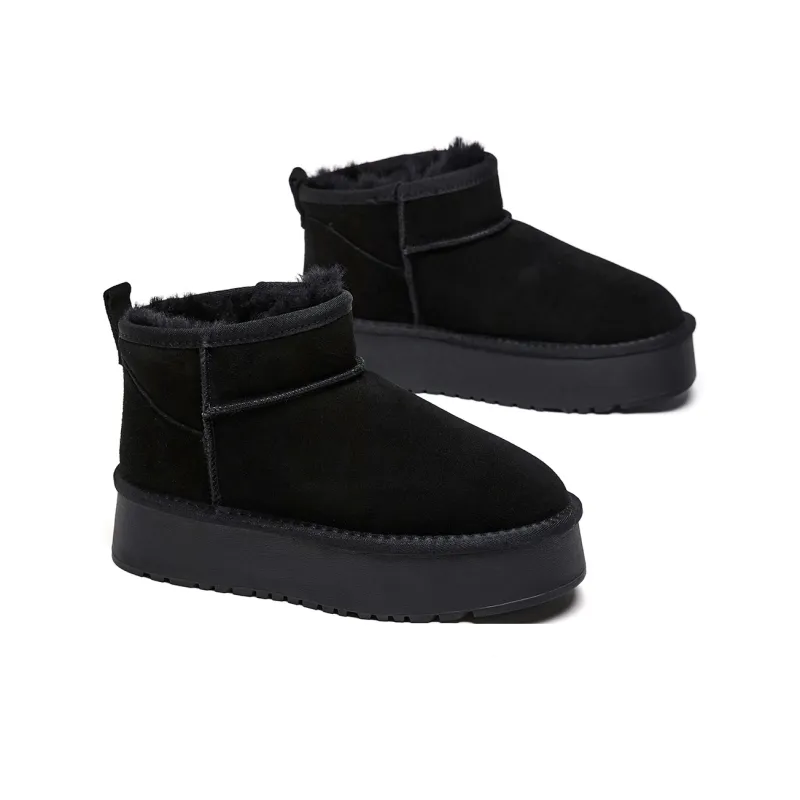 MALEMONKEY Warm Wear-Resistant Height Increasing Slip-Resistant Ankle-Length Snow Boots 5cm Women's-8
