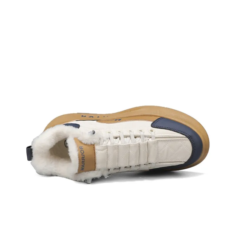 Warrior Short Snow Boots Men's Beige Brown Dark Blue-4