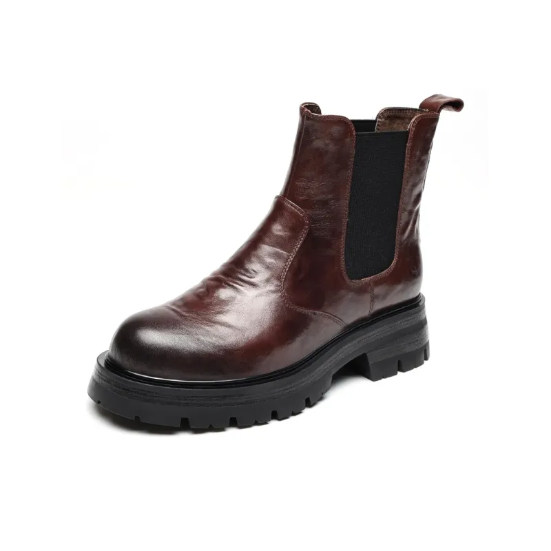 EBLAN Ankle Length Chelsea Boots Women's Brown-1
