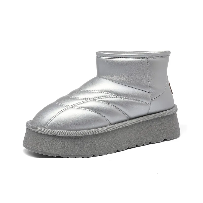Warrior Warm Anti Slip And Wear Resistant Short Snow Boots Women's Silver-1