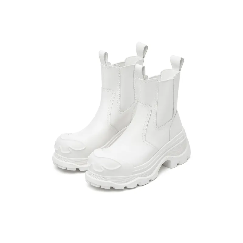 SUGARSU Phantom Butterfly Series Short Chelsea Boots 7.5cm Women's White-0