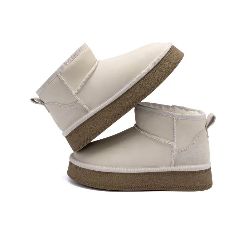 HUANQIU Height Increasing Warm And Wear Resistant Short Snow Boots Women's Beige-3
