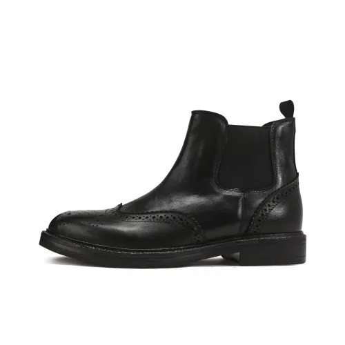Voguhomme Short Chelsea Boots Low Heel Men's Black