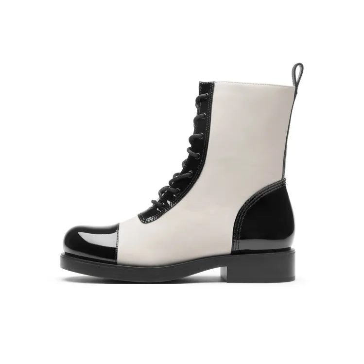 CHARLES&KEITH Martin Boots Women's Black Textured/Black/Pink White-6
