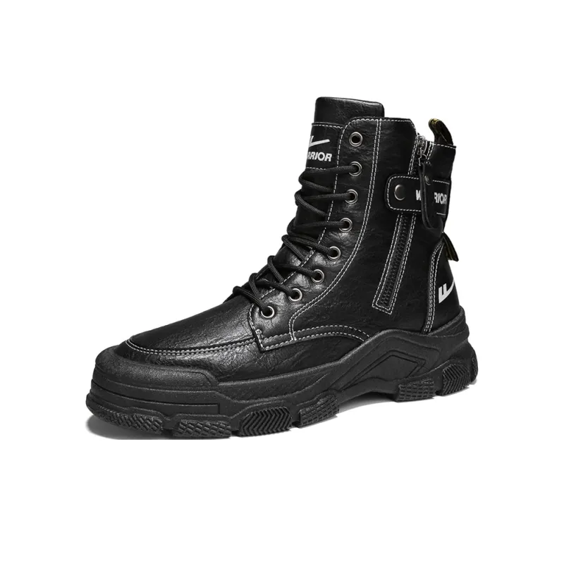 Warrior Short Mid Calf Martin Boot Men's Black-1