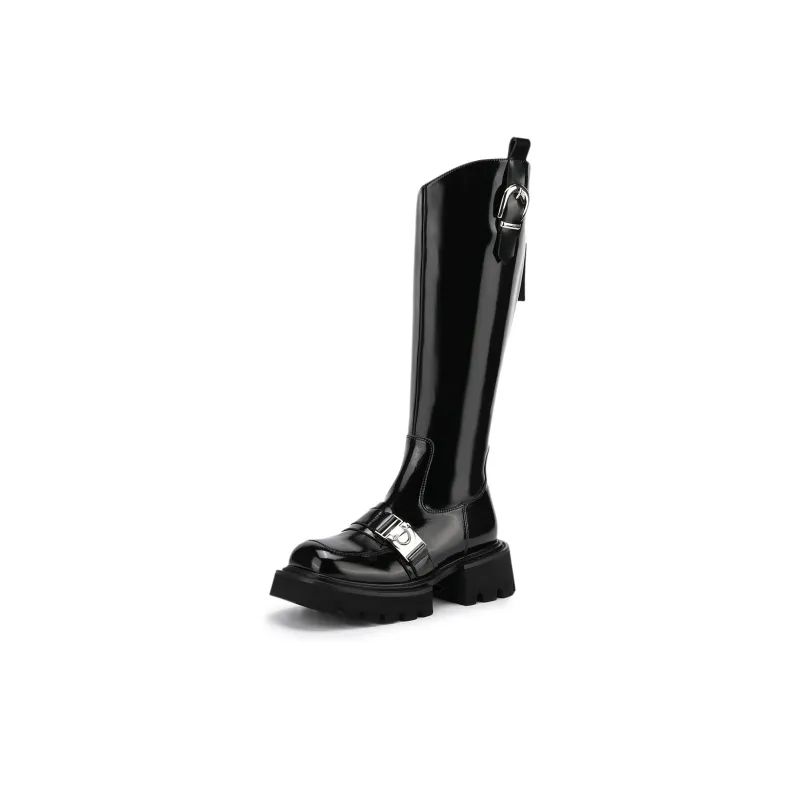 SATURDAY MODE Knee high Boots 5cm Women's Black-1