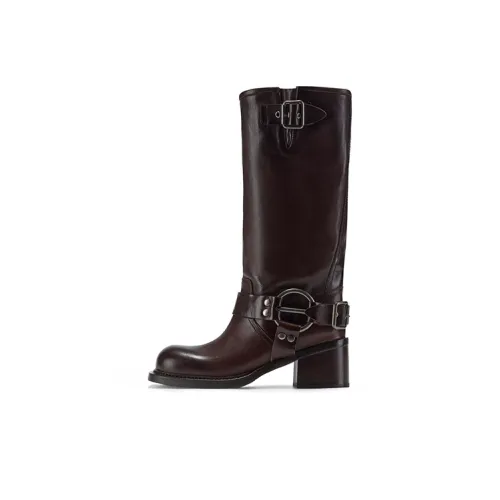 GG-CC Knight Boots Cowboy Boots British Style Knee-High Boots 6.5cm Women's