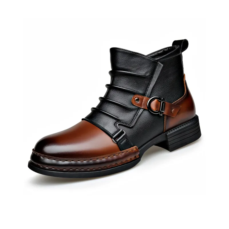 Xiwencha Ankle Boots Medium Heel Men's-1