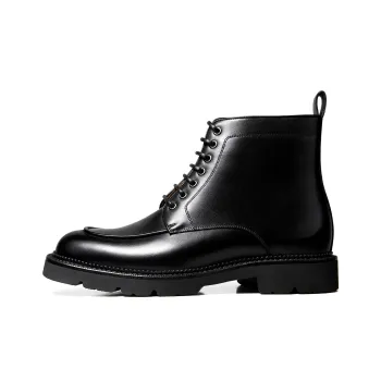 THOM WILLS British Style Business Formal Commute Leather Boots Short Martin Boot Men's Black
