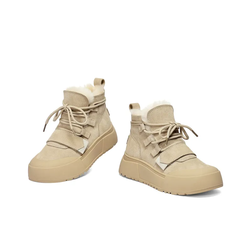 C°BANNER Short Mid Calf Snow Boots Women's Beige Yellow-4