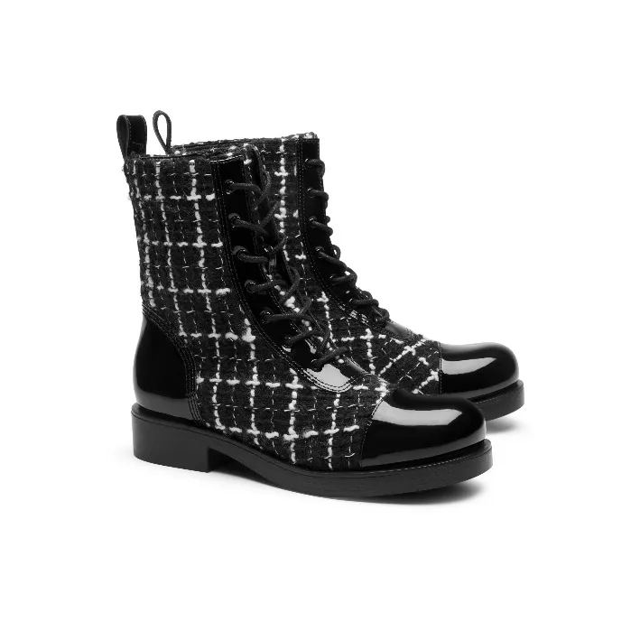 CHARLES&KEITH Martin Boots Women's Black Textured/Black/Pink White-1