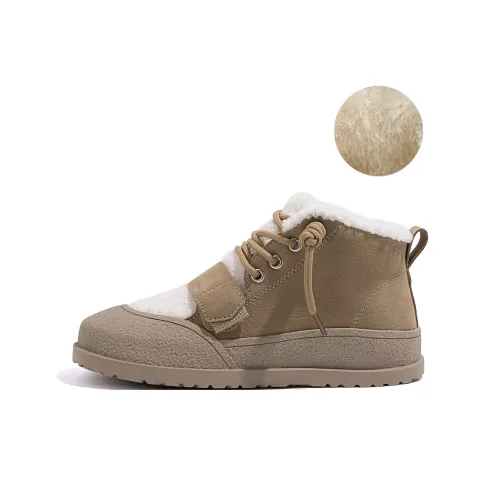HUANQIU Warm Wear-Resistant Slip-Resistant Crew Snow Boots 3.3CM Women's Khaki