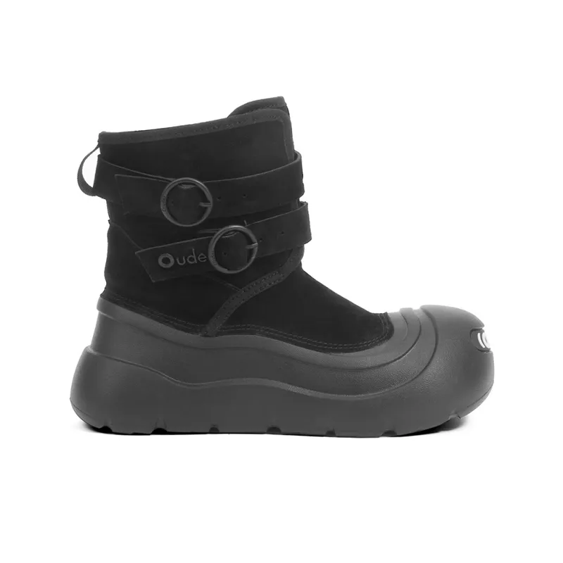 Ouder Snower Open Ended Smiley Collection Warm And Wear Resistant Crew Snow Boots Women's Black-1