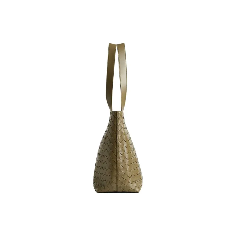Bottega Veneta Intrecciato Leather Tote Bag, Shopping Bag, Shoulder Bag, Handbag Trumpets Unisex Olive Green-1