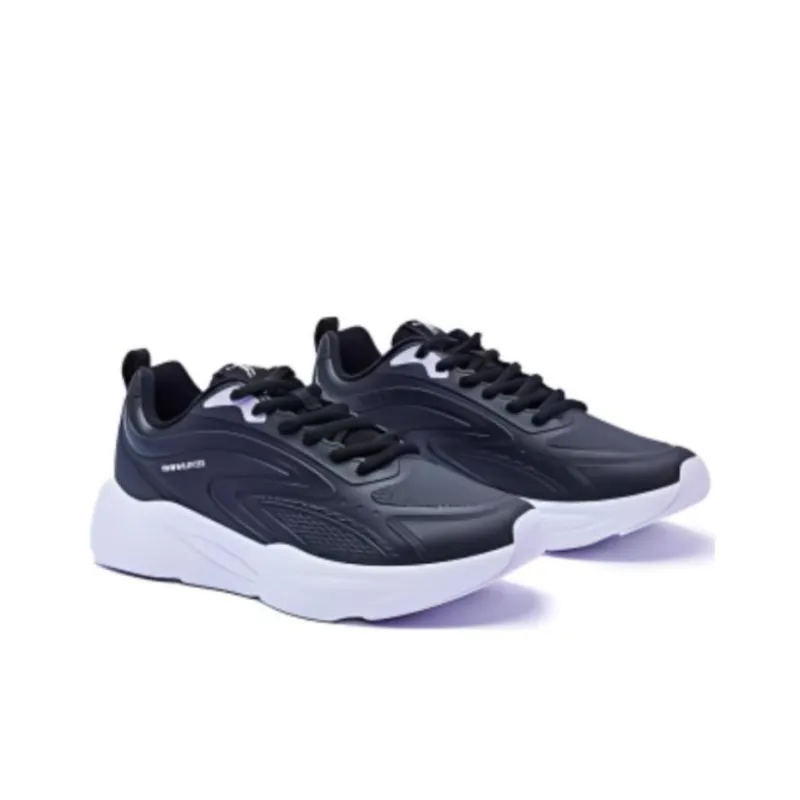 QIAODAN Cushioned Slip Resistant Low Top Running Shoes Women's Black White-3