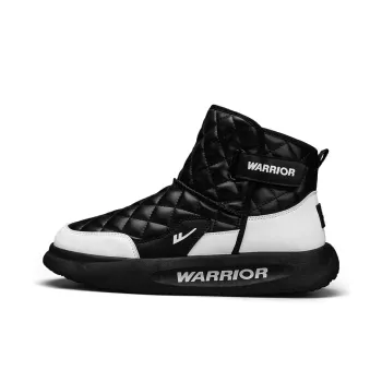 Warrior Warm Wear Resistant Slip Resistant Short Snow Boots Men's Black White