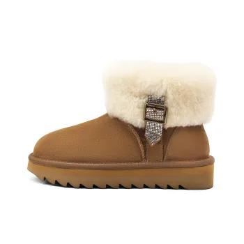KMD Warm Height Increasing Short Snow Boots Women's Chestnut