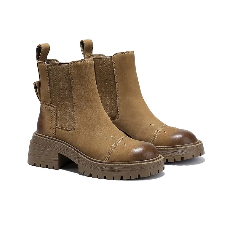 SELAIYA Short Chelsea Boots Women's Khaki-2