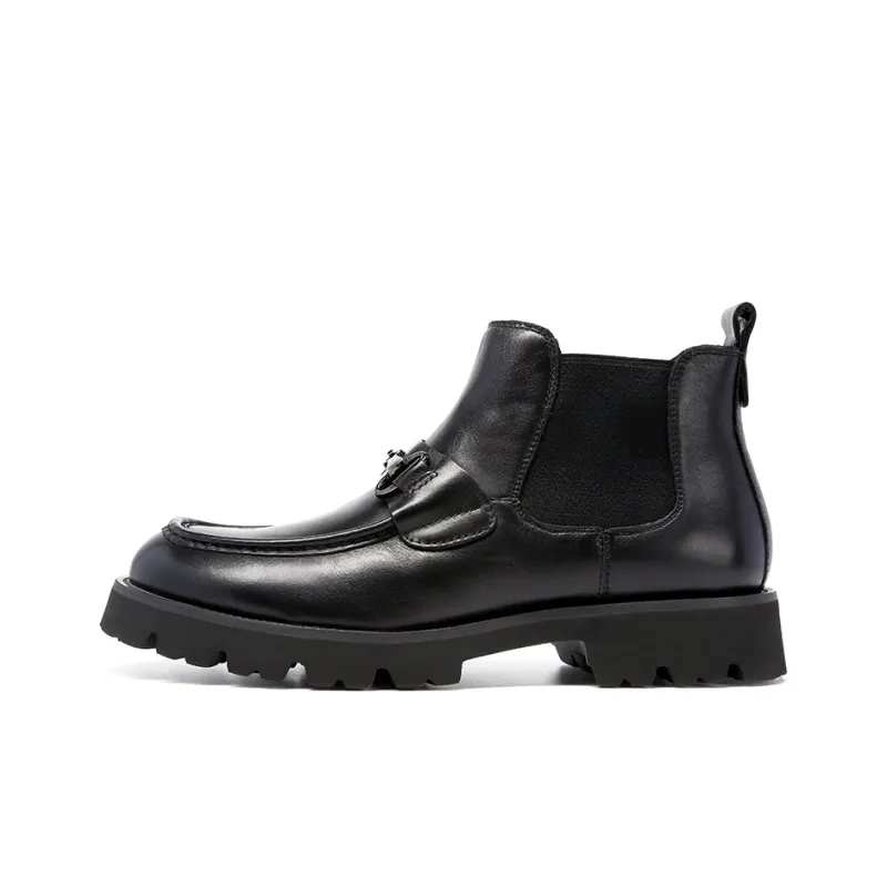 Satchi Short Chelsea Boots 4cm Men's Black-0