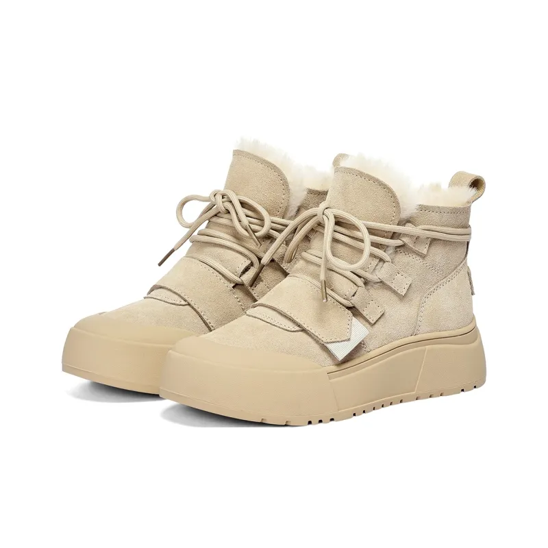 C°BANNER Short Mid Calf Snow Boots Women's Beige Yellow-2