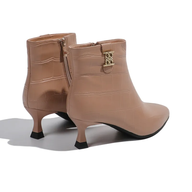 Mulinsen Ankle Boots 7.5CM Women's Brown-3