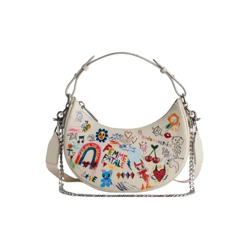 Zadig & Voltaire Cow Leather Crescent Bag One Shoulder Handbags Women's Beige