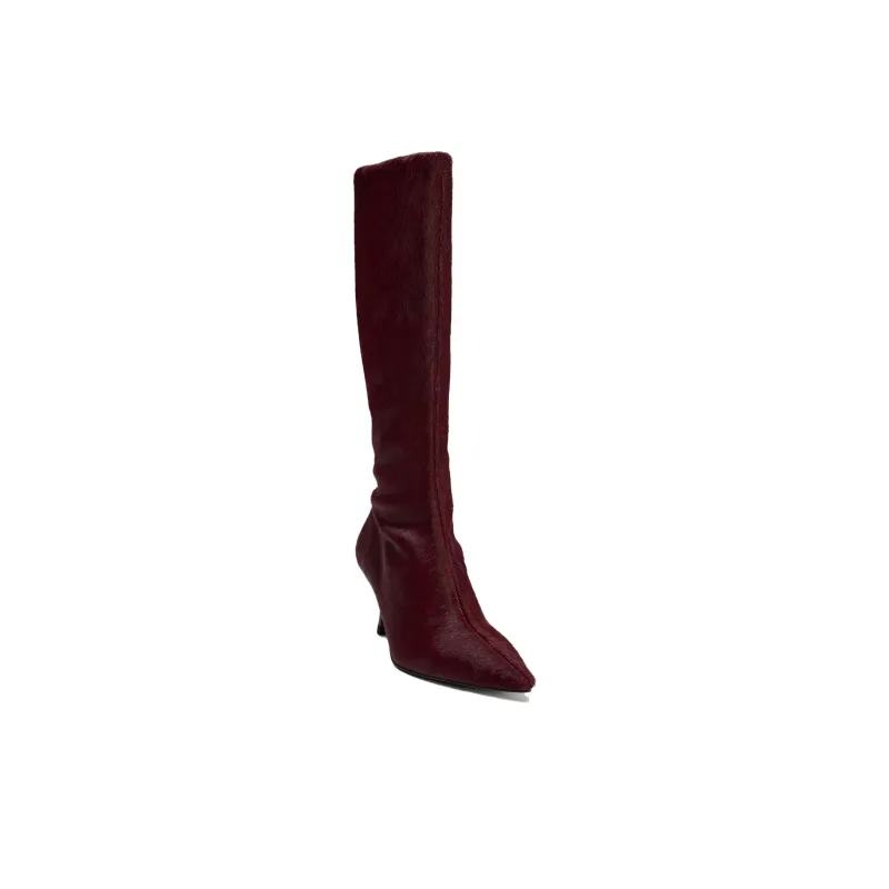 ZARA Knee-high Boots Women's Red-4