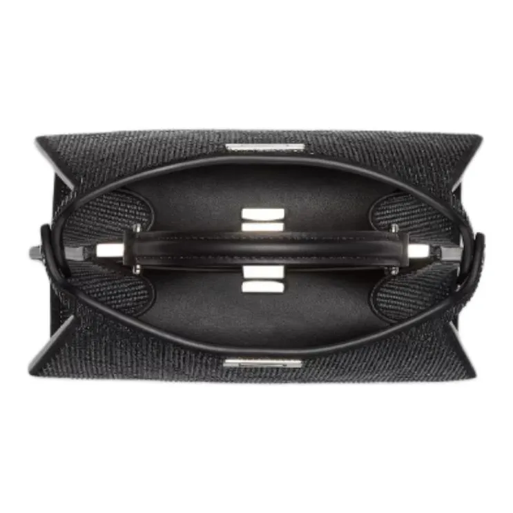 FENDI Peekaboo ISeeU Suede One Shoulder Handbags Small Size Women's Black-3
