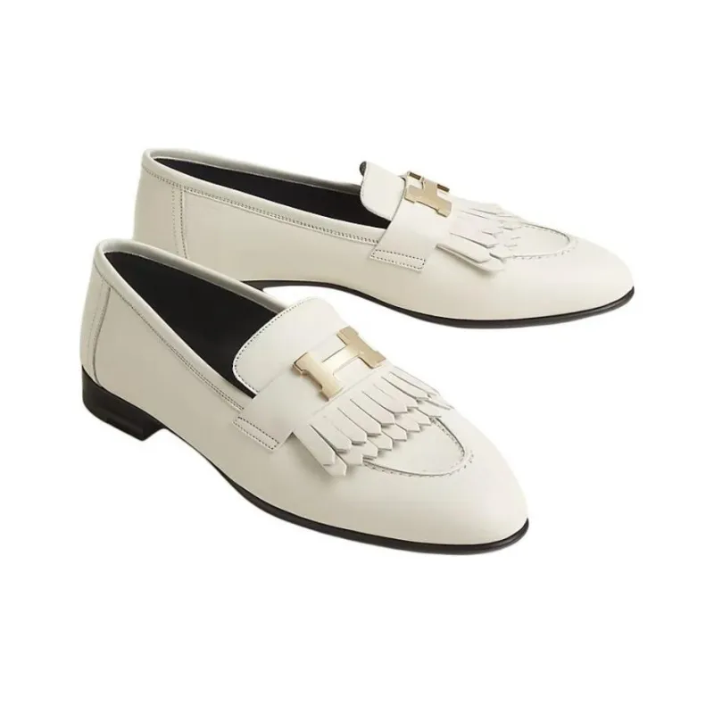HERMES Royal Loafers Women's Beige-4