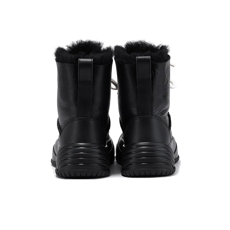 SELAIYA Thermal Abrasion Resistant Height Increasing Crew Snow Boots 4.5cm Women's Black-4