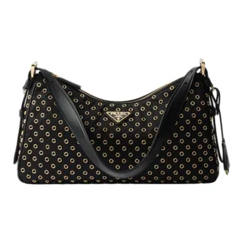 PRADA Nylon Handbag Shoulder Bag Large Size Women's Black