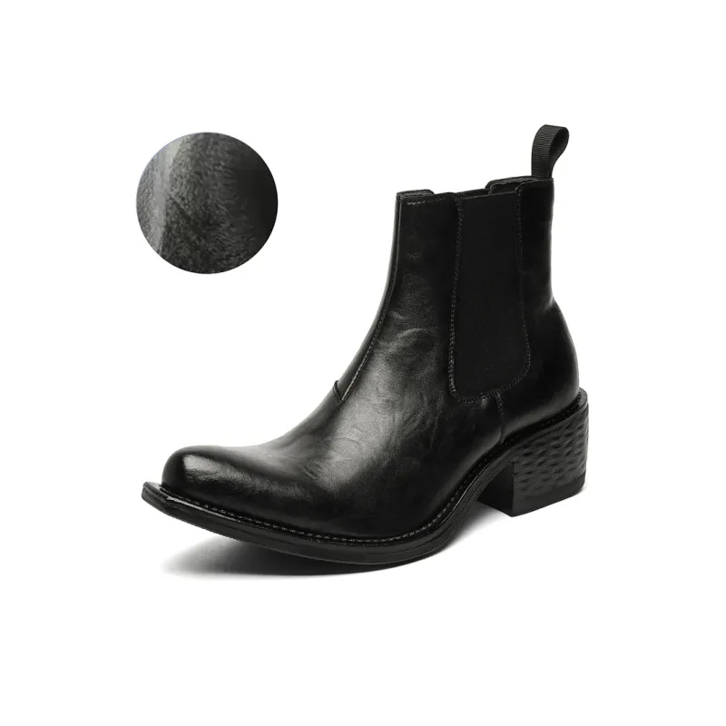 Chi Wolf Short Chelsea Boots Men's Black-8