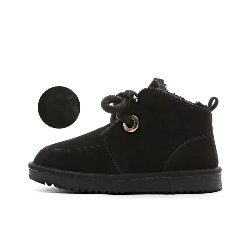Warrior Warm Wear Resistant Slip Resistant Short Snow Boots Women's Black-0