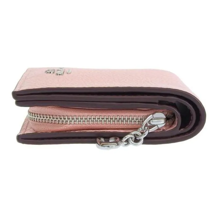 COACH Snap Wallet Pebbled Leather Card Holder Wallet Women's Nude Pink-2