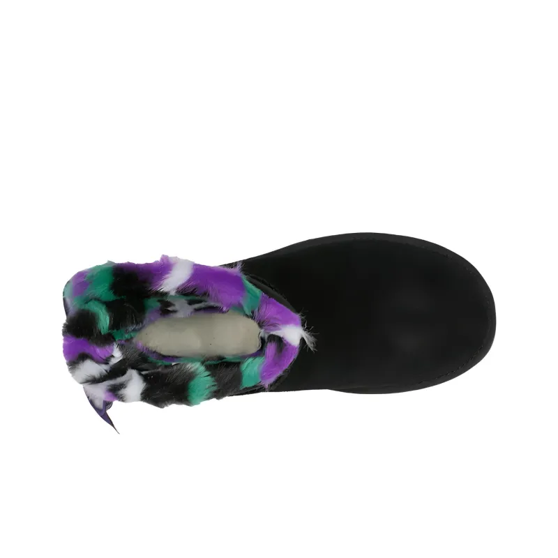 UGG Mini Bailey Bow Plaid Punk Boot 'Black Purple' Women's-3
