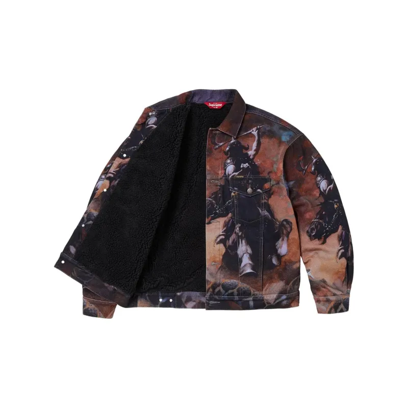 Supreme Frazetta Faux Shearling Lined Trucker Jacket-2
