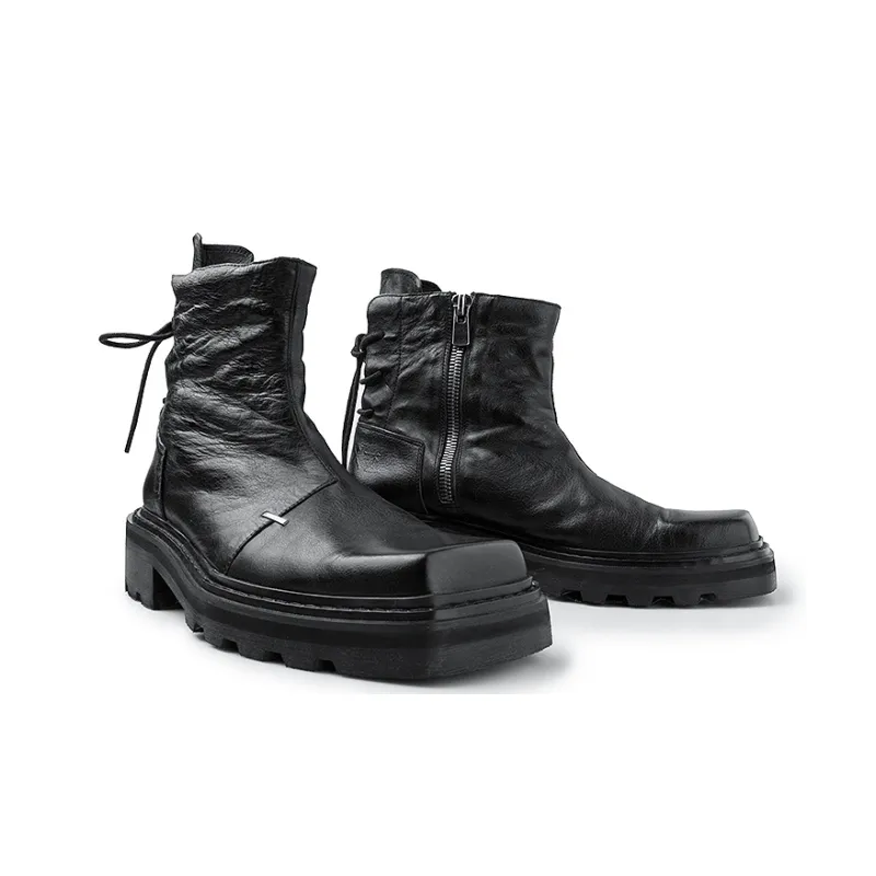 HUANXIANGZHE Chelsea Boots Unisex Black-2