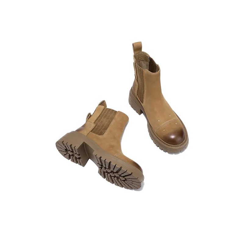SELAIYA Short Chelsea Boots Women's Khaki-3