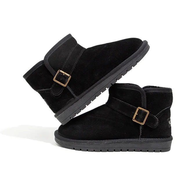 Feiyue Warm Wear-Resistant Slip-Resistant Short Mid-Calf Snow Boots Women's Black-3