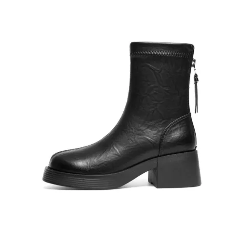 RED DRAGONFLY Stretch Boots 5.7CM Women's Black