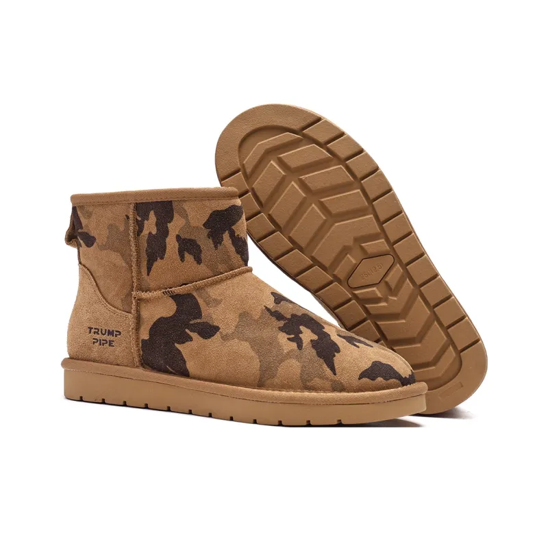 TRUMPPIPE Warm Short Snow Boots Men's Camel-3