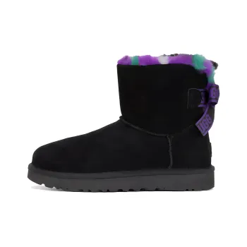 UGG Mini Bailey Bow Plaid Punk Boot 'Black Purple' Women's